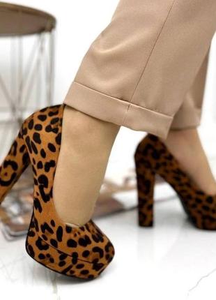 Жіночі замшеві туфлі на високих підборах stilli 0904 леопард7 фото