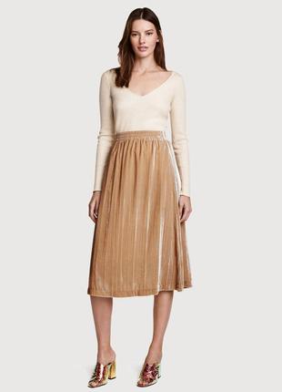 Спідниця міді велюрова плісе плісирована h&m2 фото