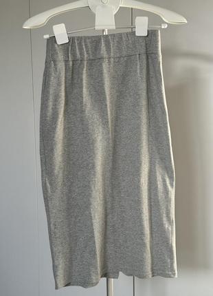 Юбка миди трикотаж серая2 фото