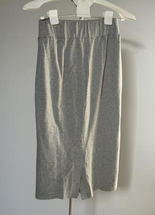 Юбка миди трикотаж серая3 фото