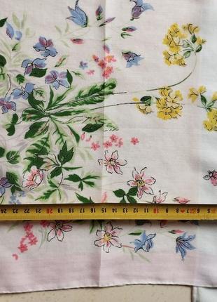 Винтаж👌 старинные носовички, платочки 30х30 с полевыми цветами, шов роуль❤️5 фото