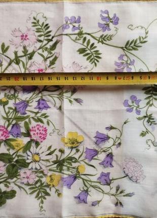 Винтаж👌 старинные носовички, платочки 30х30 с полевыми цветами, шов роуль❤️7 фото