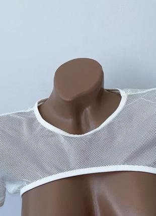 Топ в сетку молочный shein