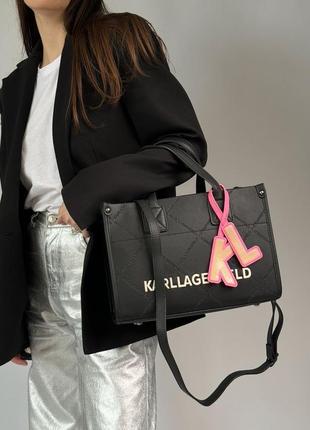 Сумка женская в стиле karl lagerfeld k/skuare embossed large tote bag6 фото