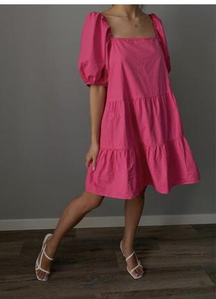 Розовое объемное платье h&amp;m