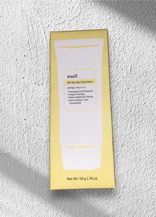 Увлажняющий солнцезащитный крем dear, klairs all-day airy sunscreen spf50+ pa++++ 50 мл