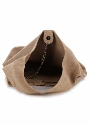 Замшева бежева сумка шопер monica, італія, кольори в асортименті