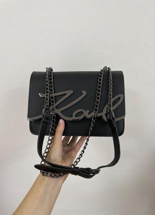 Сумка жіноча в стилі karl lagerfeld signature shoulder bag black9 фото