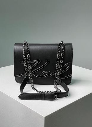 Сумка женская в стиле karl lagerfeld signature shoulder bag black8 фото