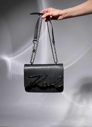 Сумка жіноча в стилі karl lagerfeld signature shoulder bag black7 фото