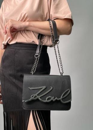 Сумка жіноча в стилі karl lagerfeld signature shoulder bag black