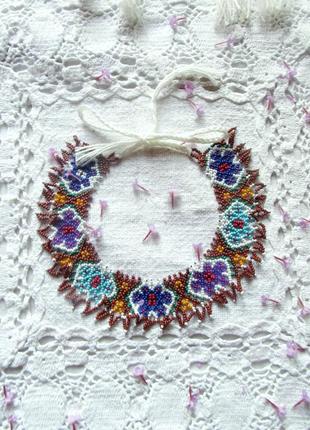 Літнє намисто, намисто з бісеру, яскрава силянка, прикраса, орнамент, гердан, чокер український