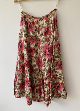 Длинная макси льняная юбка солнце клеш в цветы laura brook6 фото