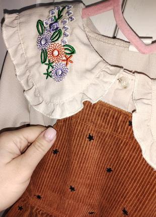 Набор на девочку 3-4 года, в новом состоянии! вельветовый сарафан zara, блузка от shein! очень красиво смотрится!!2 фото
