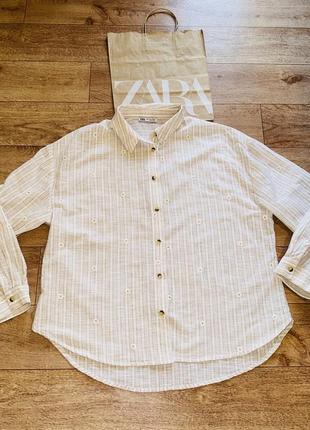 Zara жіноча молочна лляна сорочка!оригінал