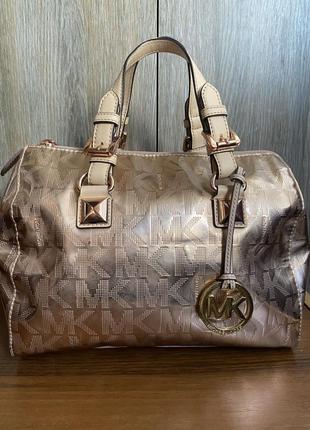 Шкіряна сумка michael kors з логотипом grayson rose gold