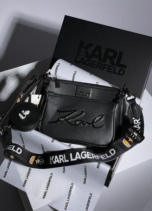 Сумка женская в стиле karl lagerfeld pochette metall black