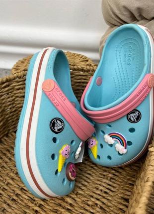 Детские кроксы сабо crocs crocband kids ice blue/white все размеры в наличии3 фото