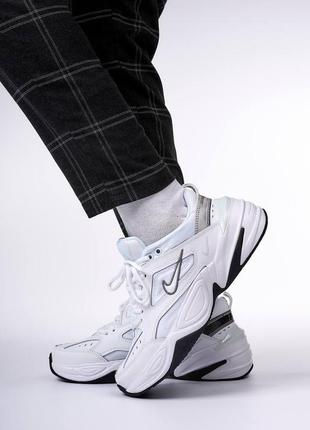 Женские кожаные кроссовки nike m2k tekno essential white grey найк м2к