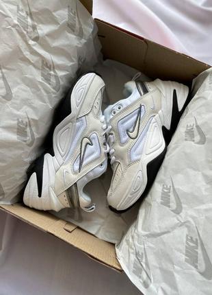 Женские кожаные кроссовки nike m2k tekno essential white grey найк м2к