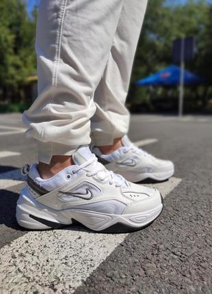 Женские кожаные кроссовки nike m2k tekno essential white grey найк м2к