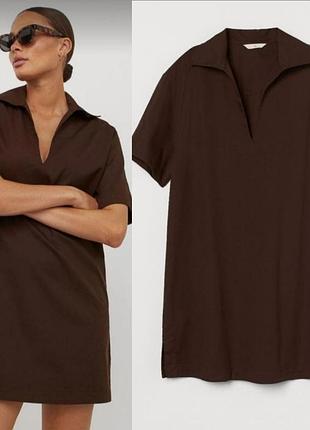 Платье-кимоно прямого кроя оверсайз с воротником h&m
