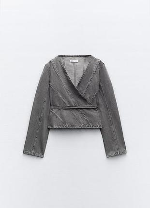 Zara джинсова блуза на запах
