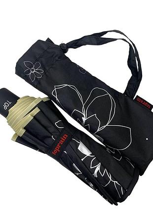 Женский складной механический зонт от toprain, черный, 0097-3