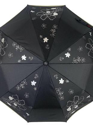 Женский складной механический зонт от toprain, черный, 0097-3