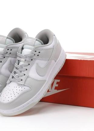 Женские кожаные кроссовки nike sb dunk low white grey найк сб данк