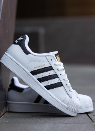 Adidas superstar white black женские кроссовки адидас суперстар кожаные