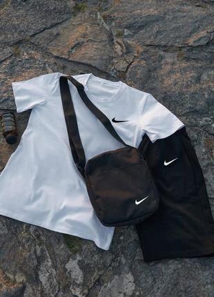 Комплект футболка + шорты черные + борсетка в подарок nike