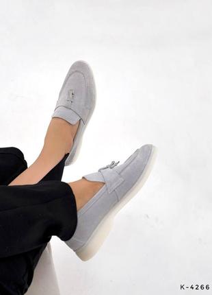 Лофери жіночі замшеві сірого кольору