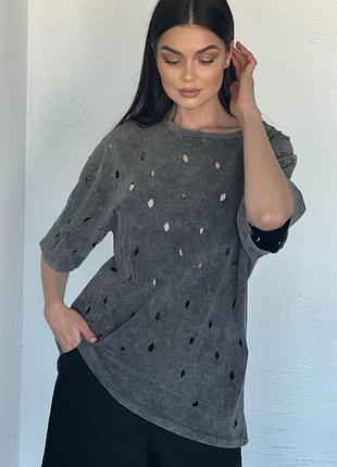 Футболка оверсайз в стилі zara варенка рванка турція