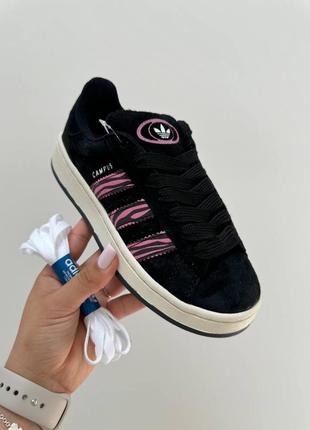 Adidas campus. campus black / pink zebra5 фото