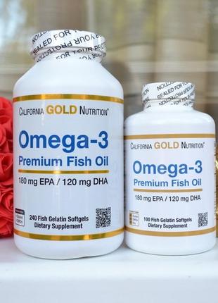Омега 3, 100/240 шт, сша, риб'ячий жир преміальної якості