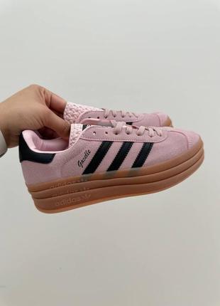 Adidas gazelle pink. розовые кеды на платформе