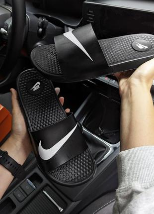Чоловічі масажні шльопанці nike чорні🔥