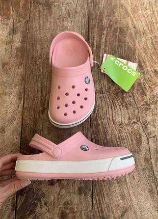 Крокс сабо крокбенд ii пудра дитячі crocs crocband kids ii clogs petal/dahlia