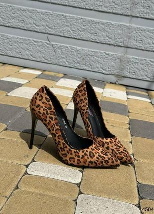 Леопардрові лодочки туфлі на шпильці6 фото