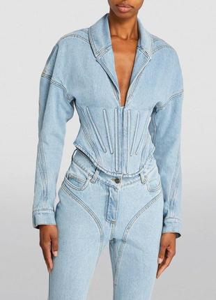 Пиджак джинсовый в стиле mugler