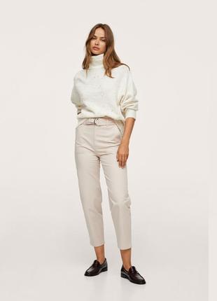 Котоновые брюки slouchy с высокой посадкой и поясом mango - 34, 36, 38