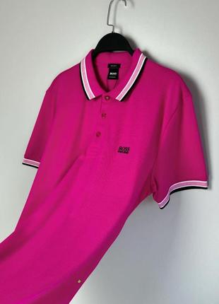 Hugo boss  яскрава рожева футболка поло. regular fit.5 фото