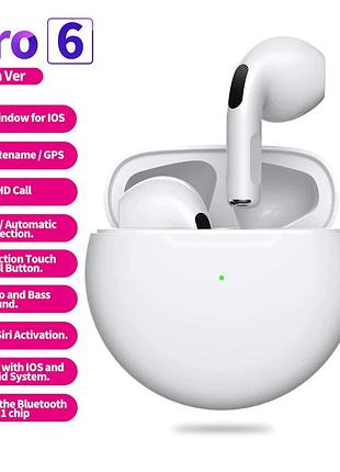 Беспроводные наушники air pro 6 bluetooth гарнитура белые предоплата 70 грн