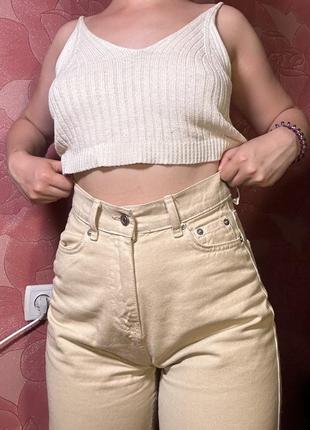 Джинсы wide leg бежевые