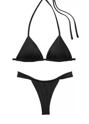 Черный открытый купальник victoria’s secret шторки треугольные