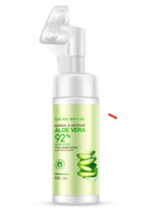 Мусс-пенка для умывания очищающая bioaqua aloe essence с силиконовой щеточкой2 фото