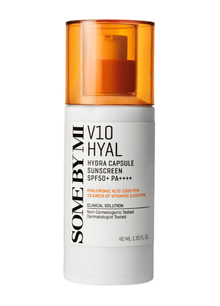 Зволожуючий сонцезахисний крем some by mi - v10 hyal hydra capsule sunscreen spf50+ pa++++ (40ml)2 фото