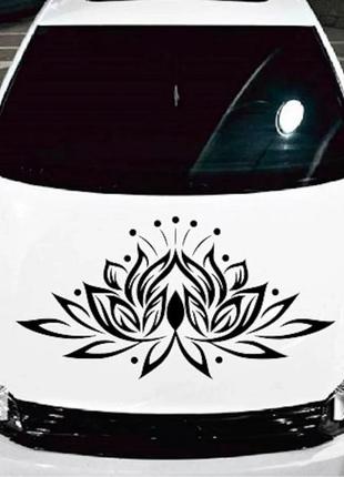 Наклейка на авто / мото / витрину на стекло кузов "цветущая красота цветок магия цветов чудо линии" черный цве