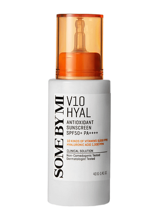 Сонцезахисний крем з антиоксидантами some by mi - v10 hyal antioxidant sunscreen spf50+ pa++++ (40g)